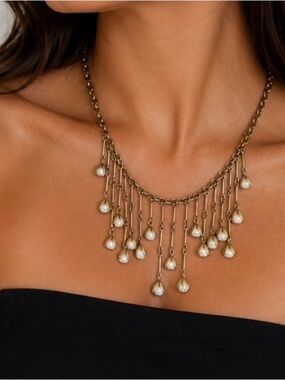 Plunder design Falling Lily Statement Bib Necklace NWOT